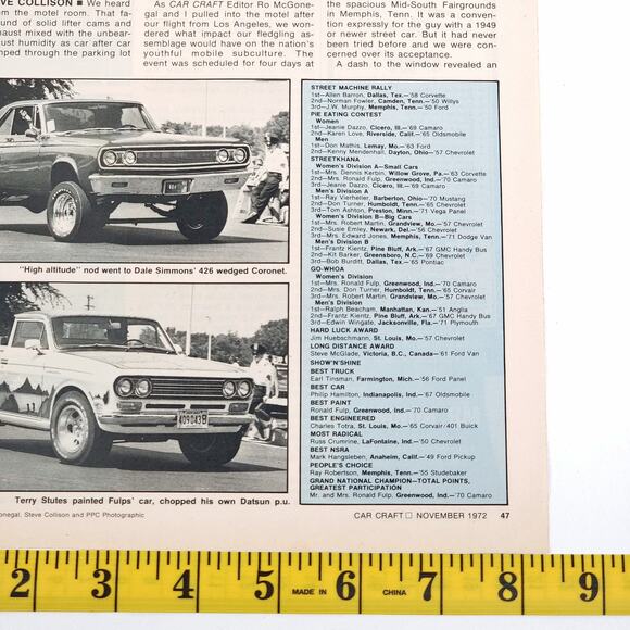 1972 1st Annual Car Craft Street Machine Nationals 7-Page Article 8" x 11" - Picture 8 of 16